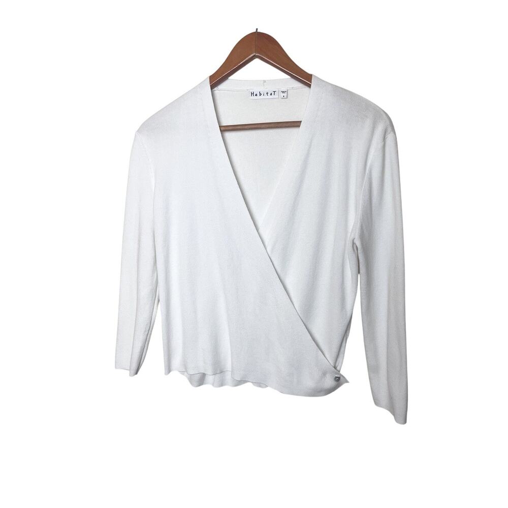 Habitat White 3-way Knit Cardigan Women’s Sz Small Viscose Cotton Casual